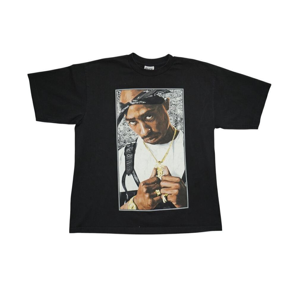 Vintage Tupac Pro Club Rap Tee – XL – 90s Hip-Hop Graphic Shirt – Front & Back